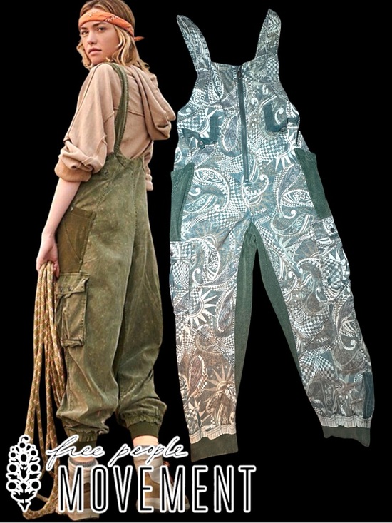 FP Movement by Free People Pants - FP Movement Fast Track Onesie Jumpsuit in Trippy Green Design. Size Small